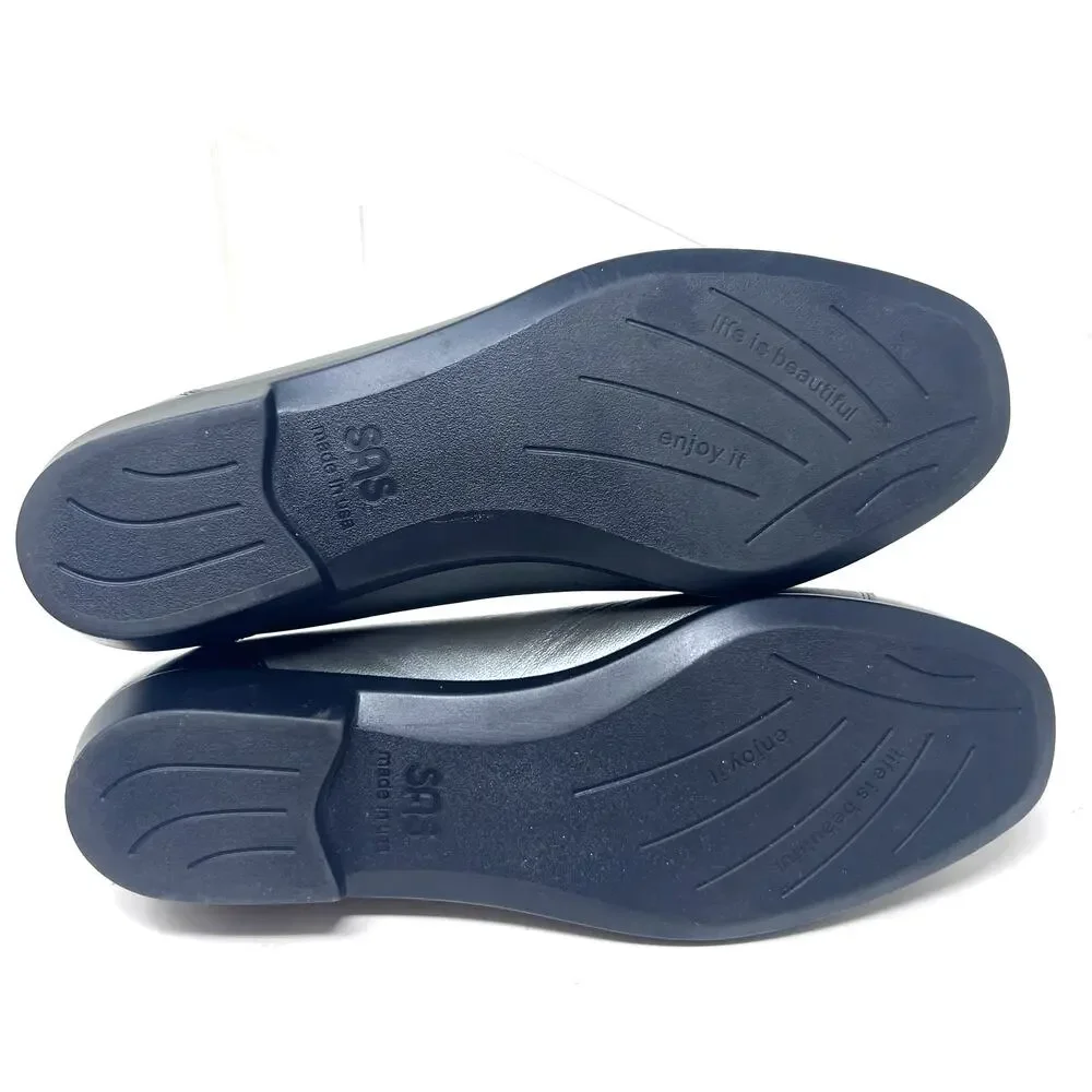 SAS Women's 7.5‎ Coco Ballet Flat Orthotic Pewter Black Patent Cap Toe Slip On